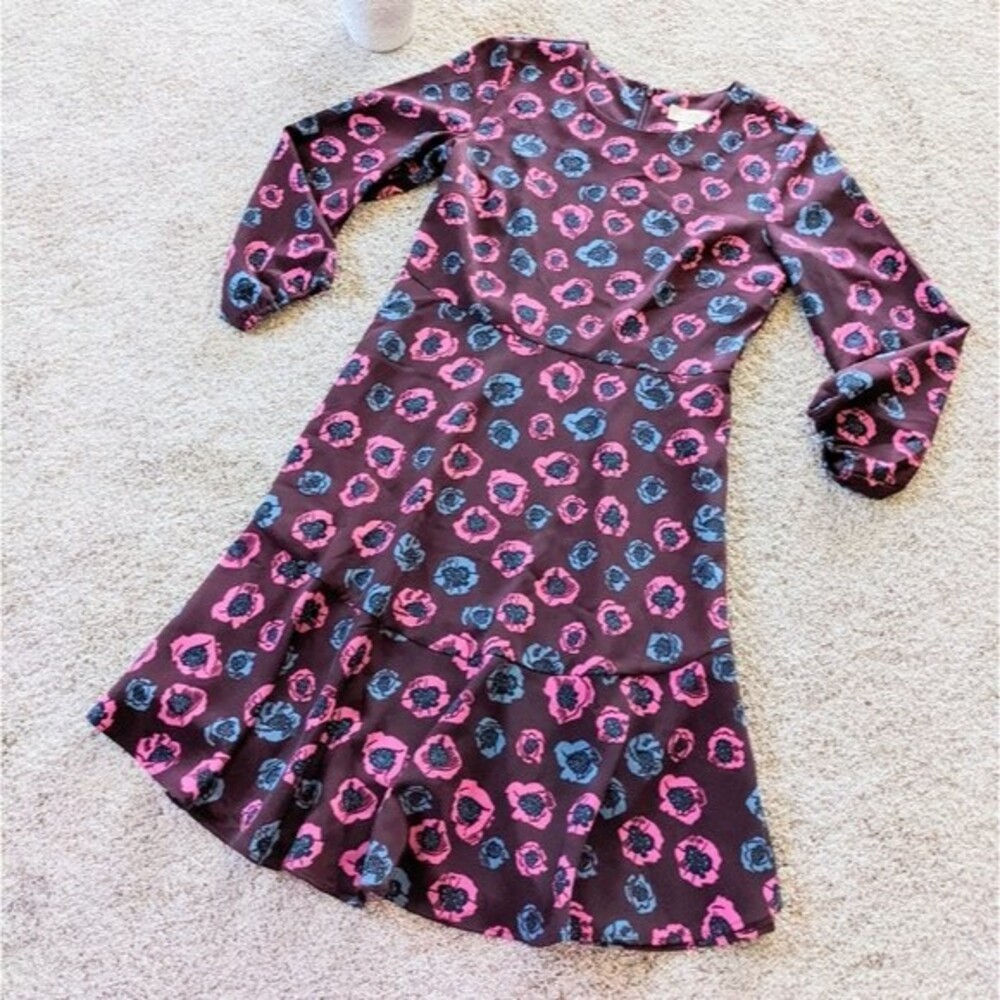 Ann Taylor Loft Outlet Floral Long Sleeve Dress 4 - Picture 6 of 12